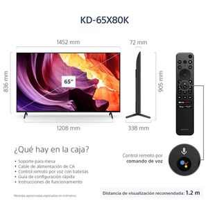 Televisor Sony 65" X80K, 4K ultra HD, Smart Tv Google Tv