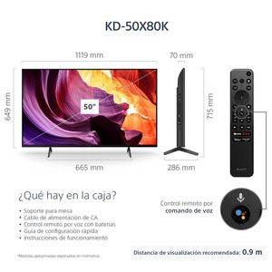 Televisor Sony 50" X80K, 4K ultra HD, Smart Tv, Google Tv